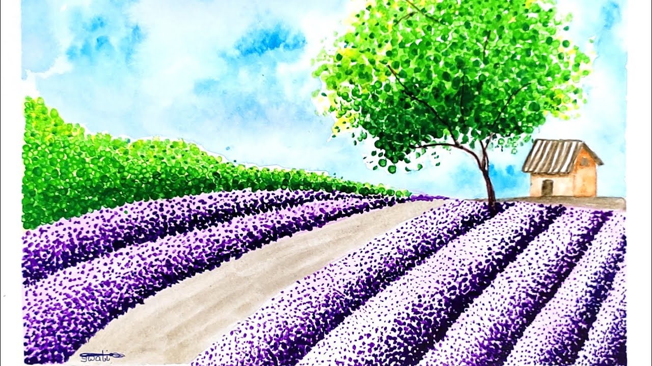 Pointillism art|pointillism scenery drawing|scenery drawing easy|easy pointillism drawing|Dot art