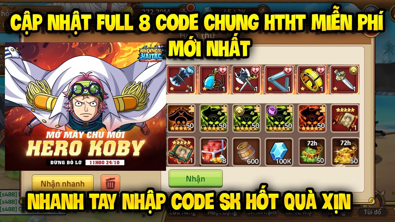 Cập Nhật 8 Code Huyền Thoại Hải Tặc D&ugrave;ng Chung Mới Update | Sự Kiện Ph&aacute;t Giftcode Tướng Mới Ra Mắt