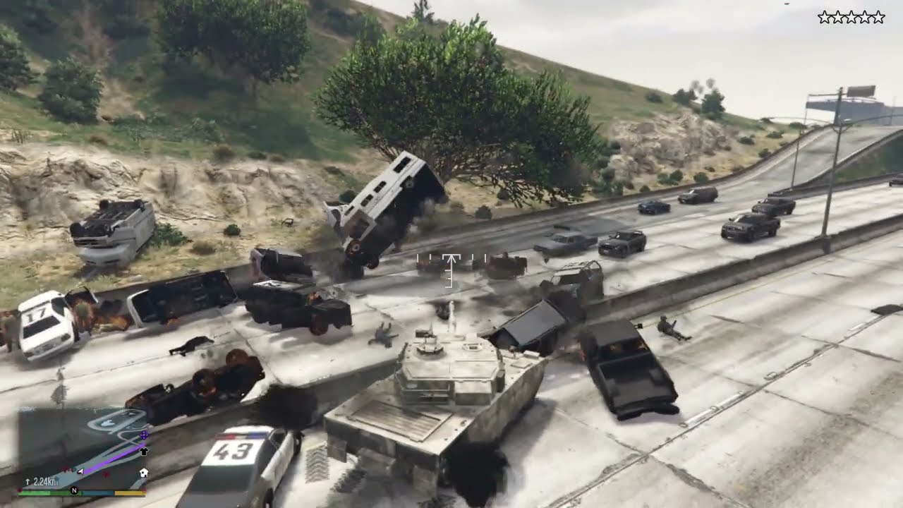 Raid on tank by highway in GTA 5 [PS4 HD]