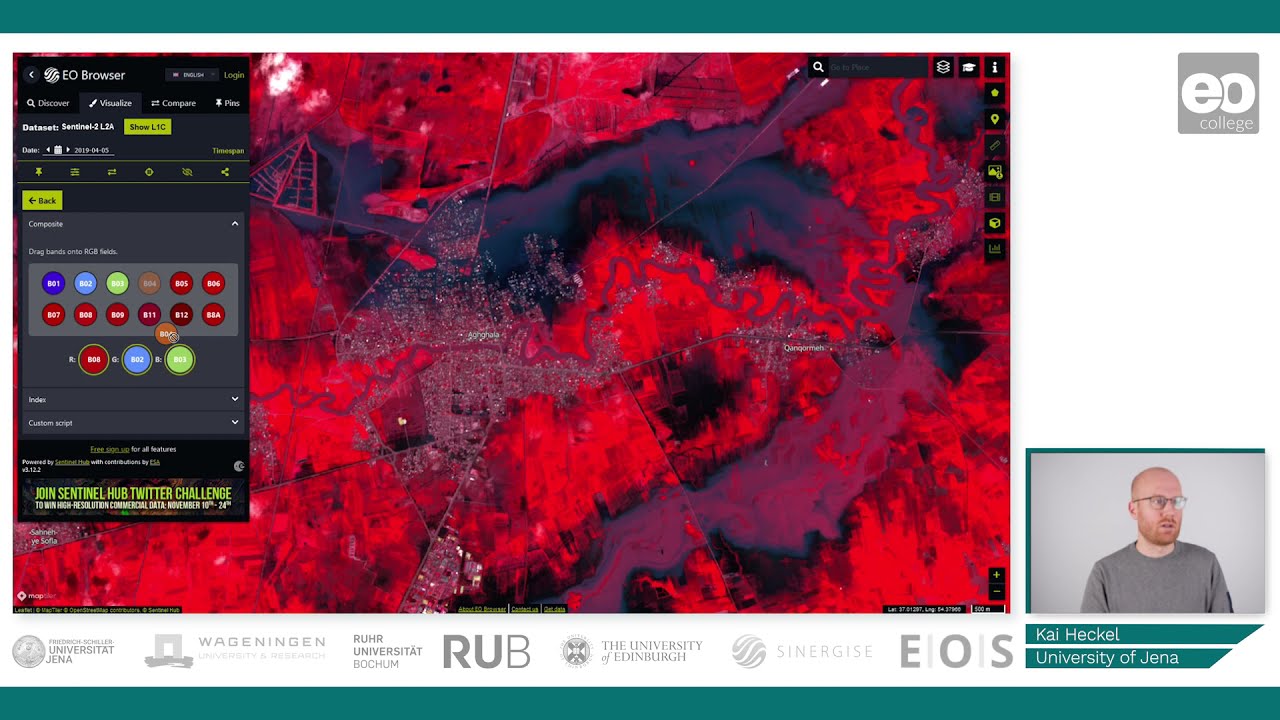 Flood Mapping:  Sentinel-2 thresholding in the EO Browser