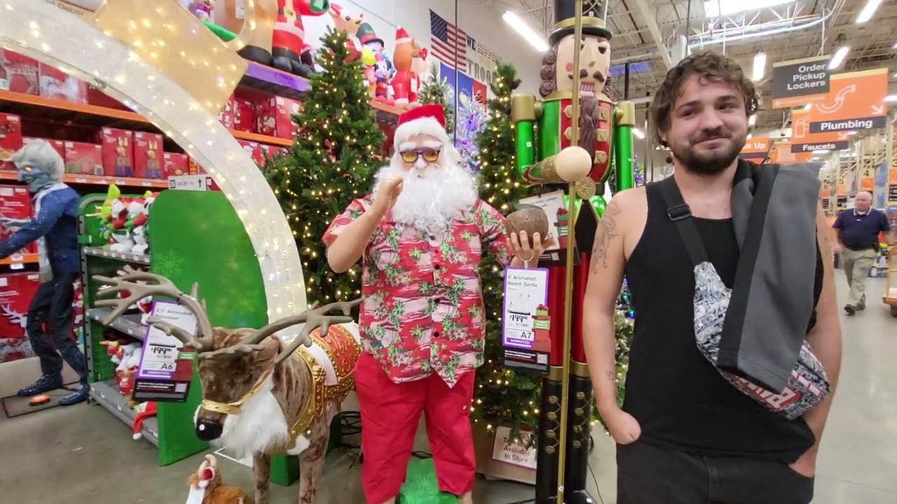 HOME DEPOT CHRISTMAS SHOPPING VLOG LIFE SIZE ANIMATED SANTA JACK FROST LIGHTS ORNAMENTS DECOR TREES