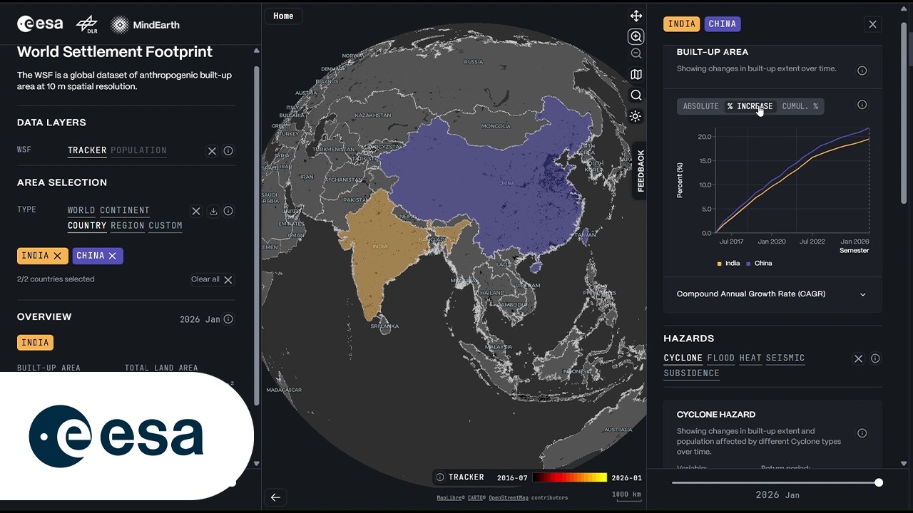 The World Settlement Footprint Tracker in action