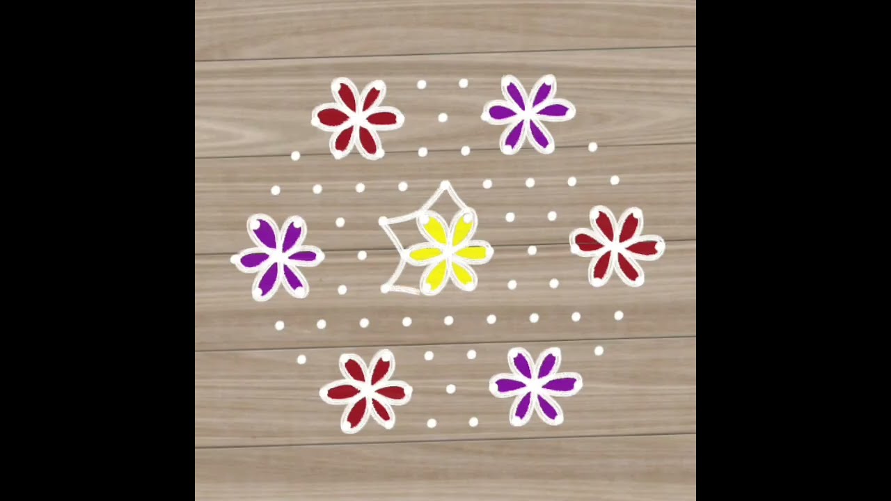 6*11 dots simple vilakku &flower kolam 🪔🪔🌺🌺