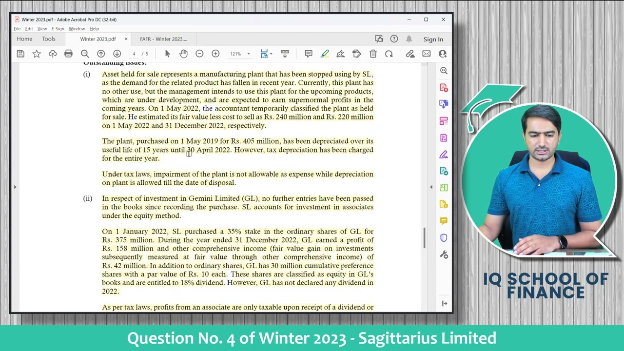CFAP 1 | AAFR | Winter 2023 | Question No. 4 | Sagittarius Limited | Sir Murtaza Quaid