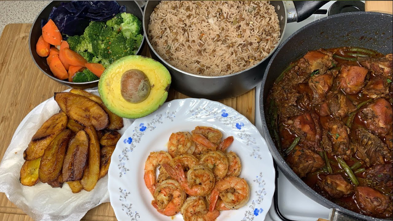 LET’S COOK WITH ME || STEW CHICKEN || RICE || PLANTAINS || VEG |GARLIC SHRIMP || TERRI-ANN’S KITCHEN