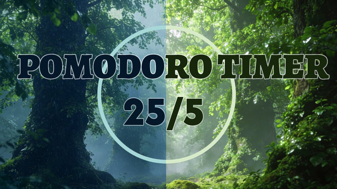 ☔ Rainy Forest to Sunny Nature | 4x 25/5 Pomodoro Timer 🍃🌿 | Study & Focus Rain + Bird Sounds ⛈️🌱☀️