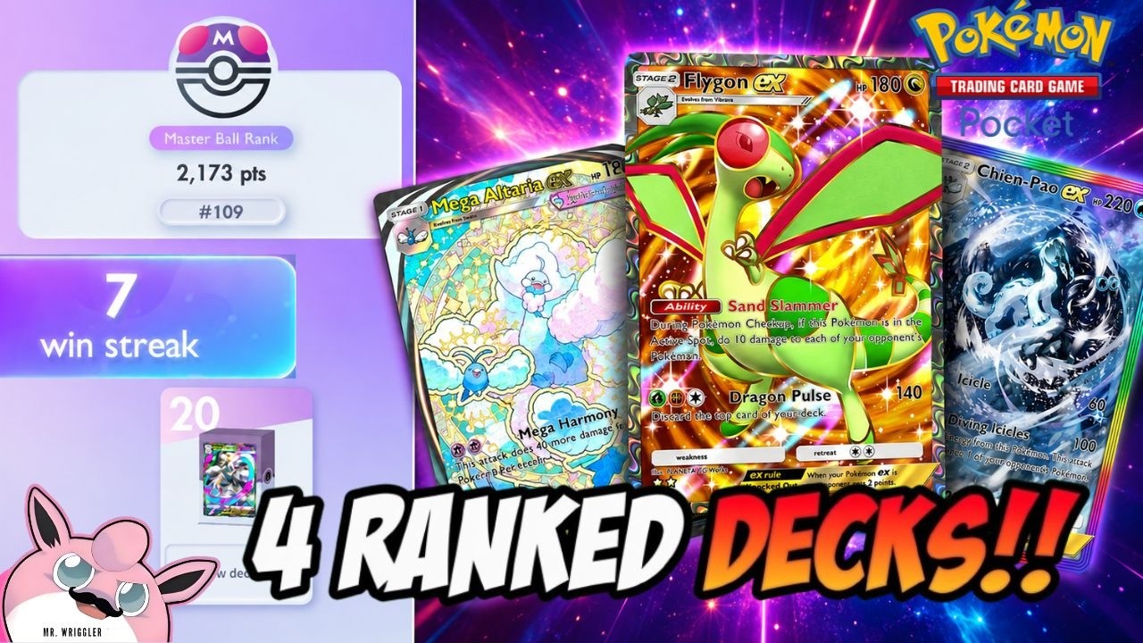 Pushing Into Top 100! RANKED MASTERBALL! 4 Decks You Can Try Today!!