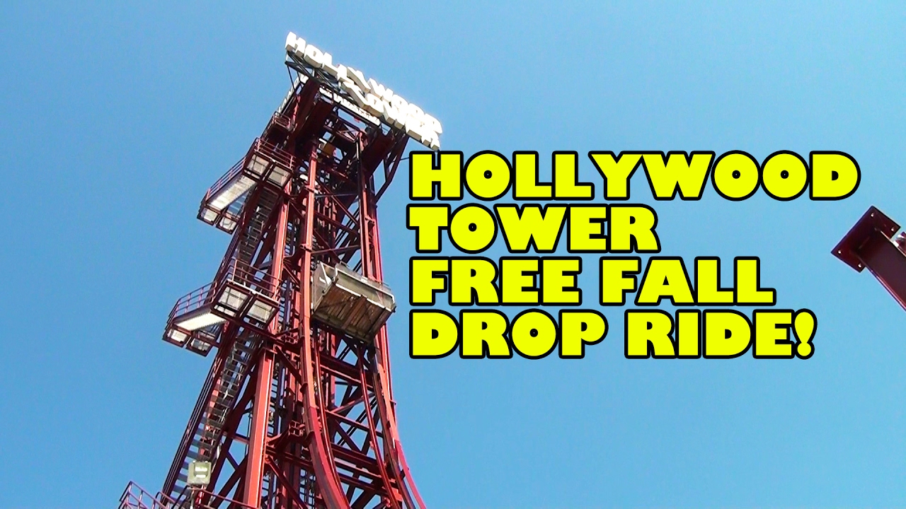 Hollywood Tower Free Fall Drop Ride POV Movieland Studios Italy