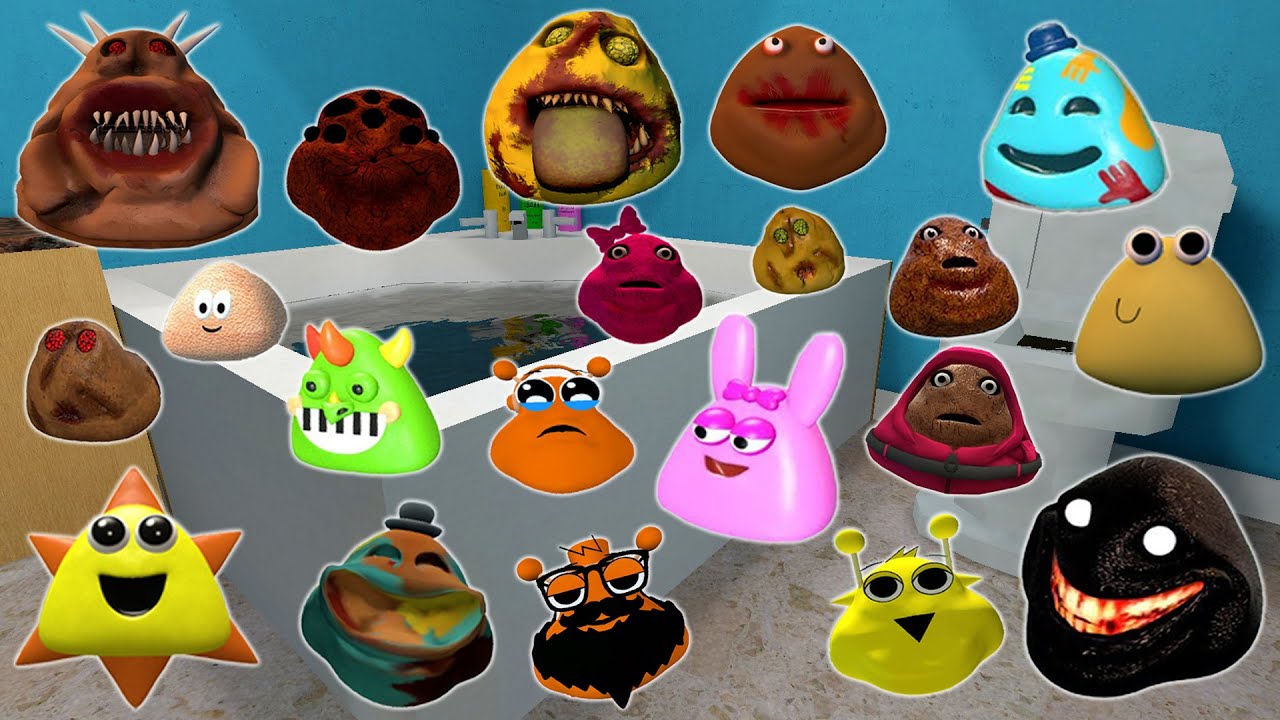DESTROY ALL NEW 3D POU BOU'S REVENGE & ALPHABET LORE FAMILY in BATH ROOM Garry's Mod