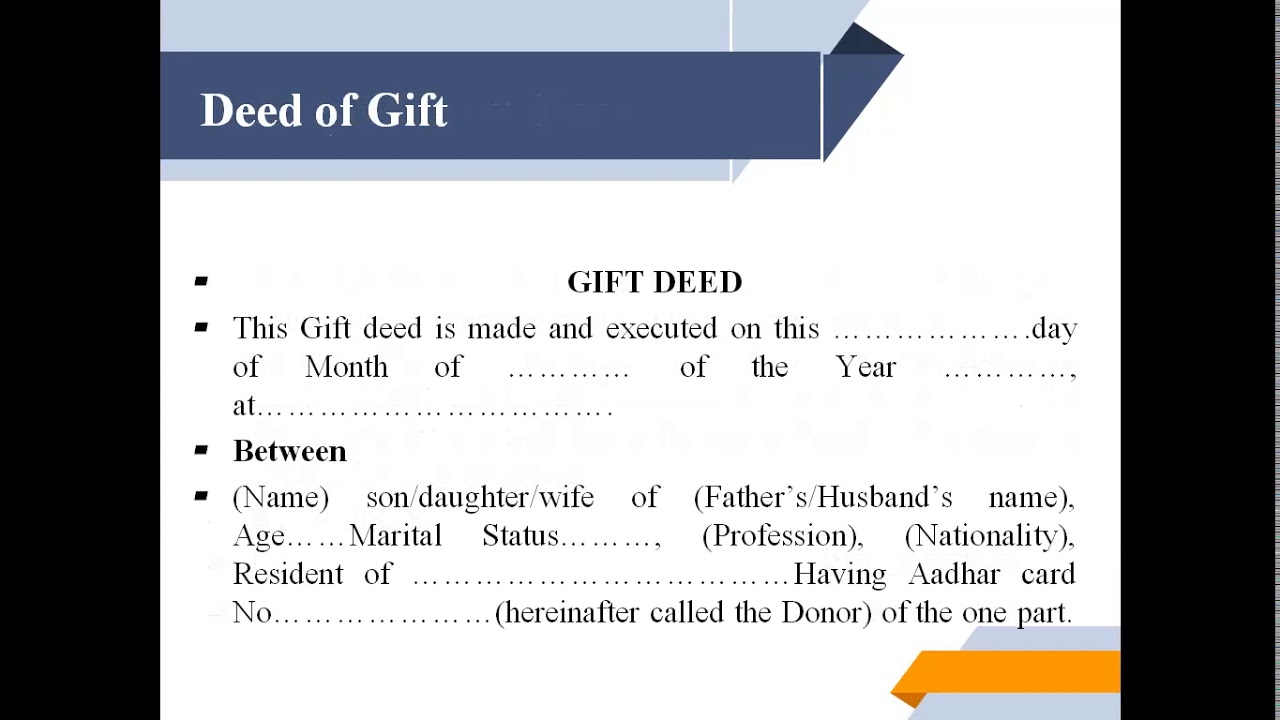 Drafting of relinquishment deed and deed of gifts