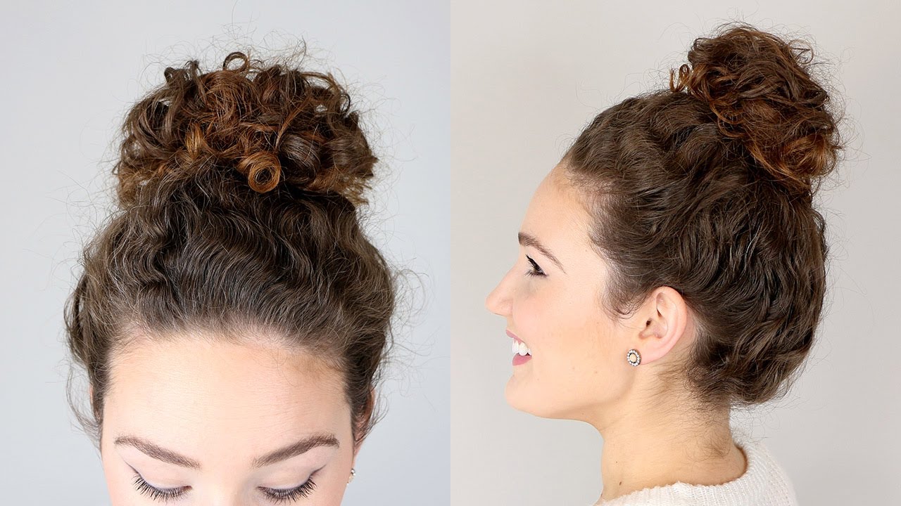 Easy Messy Bun Hairstyle for Natural Curls
