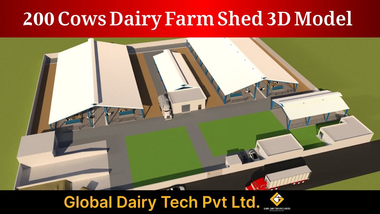200 Cows Dairy Farm 3D Shed Model By Global Dairy Tech | Dairy Farming