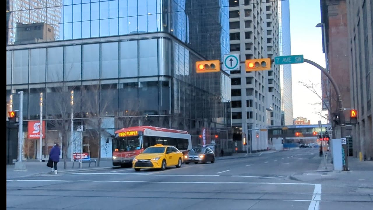 Morning Walk In Downtown Calgary From Marriott Hotel