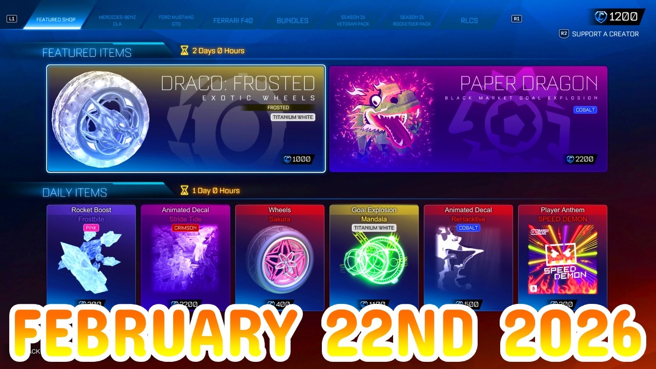Rocket League ITEM SHOP Daily #459 (22nd February 2026)