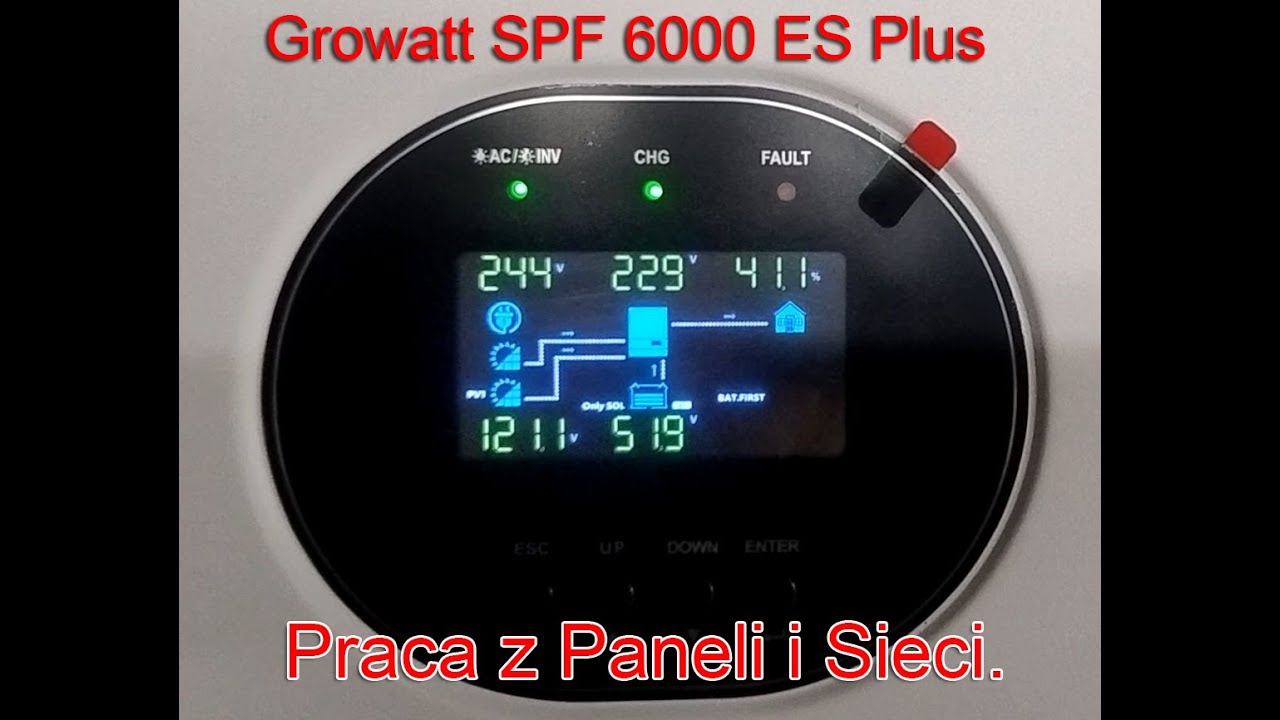 Growatt SPF 6000 ES Plus - Praca z paneli i sieci.