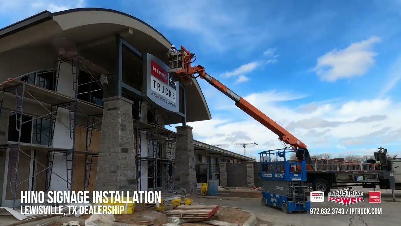 IP Truck Lewisville Hino Dealership Sign Installation Time-lapse | Magna Signs | Comet Signs Install