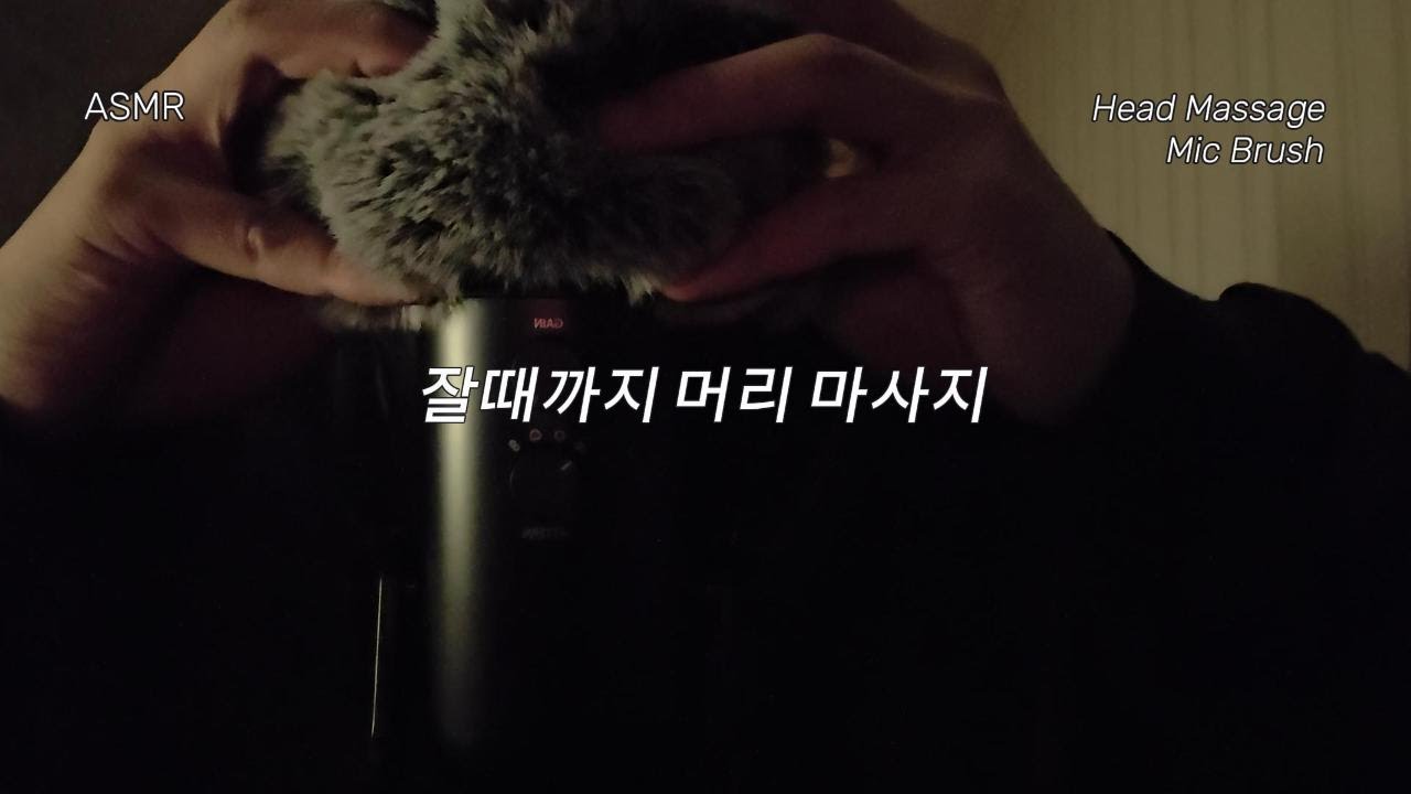 ASMR 두 가지 마이크 브러싱 헤드마사지 (2 Types of Mic Brushing Head Massage Deep Sleep Black Screen After 10min)