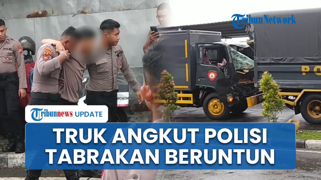 Detik-detik 4 Truk Polisi Tabrakan Beruntun di Surabaya: Warga Dengar Benturan Kencang, Bodi Ringsek