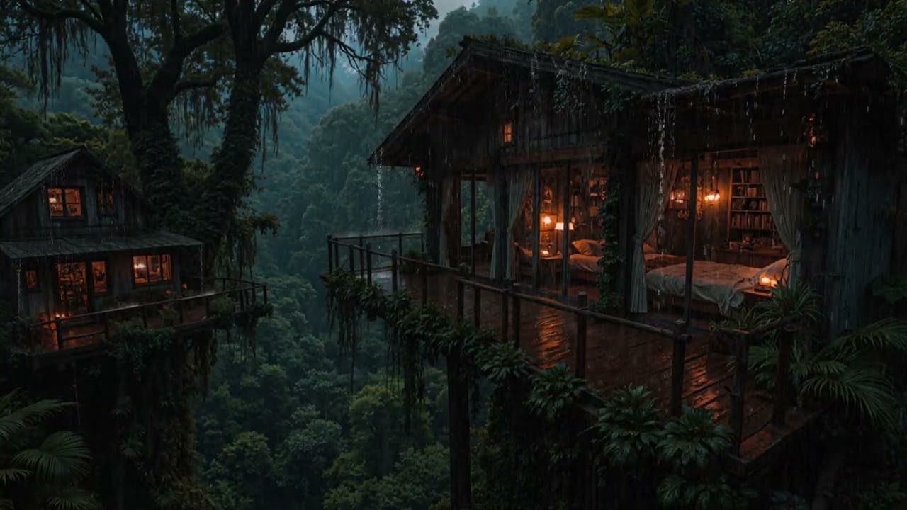 Light Rainfall at a Hidden Forest Cabin 🌲 | 8 Hours Soothing Sleep Mood (4K – No Ads)