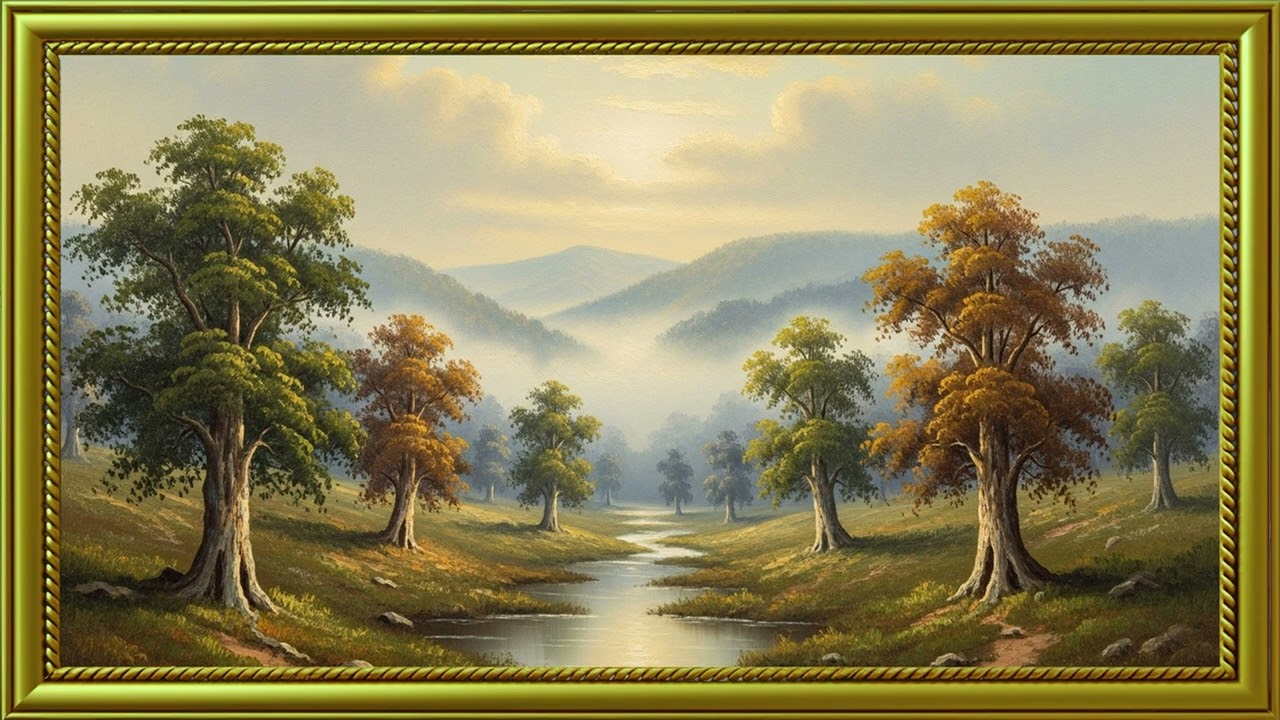 Turn Your TV Into Art | Misty Valley with Scattered Trees (4K, 2 Hours)