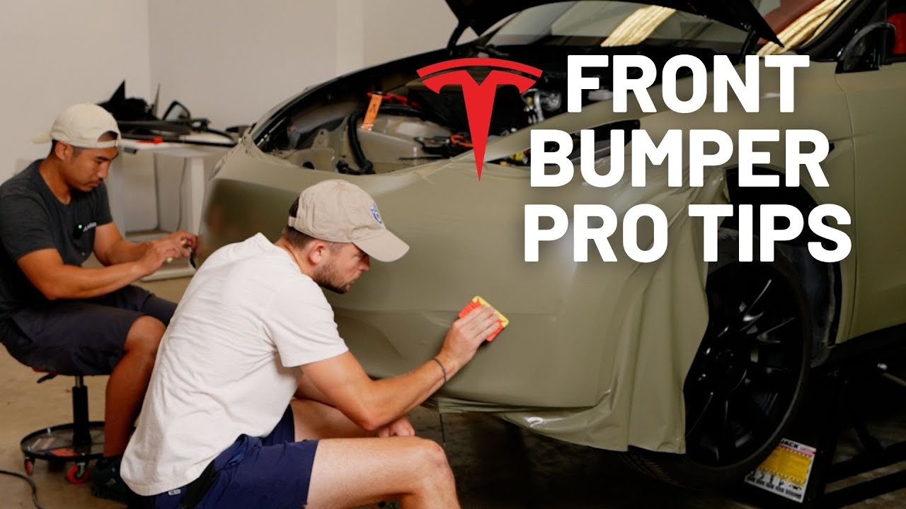Wrapping a Model Y Front Bumper in Avery Satin Khaki Green | EP4