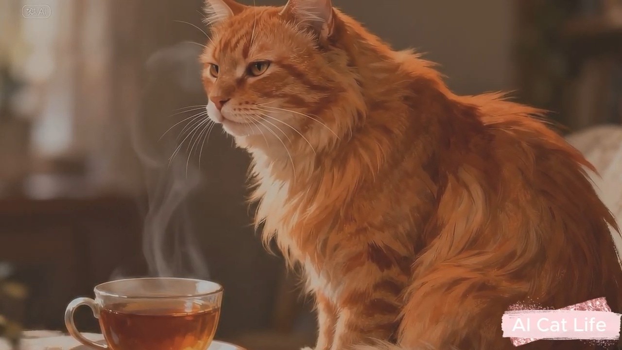 Relaxing AI Cat Tea Time ☕ | Calm Music for Healing & Sleep