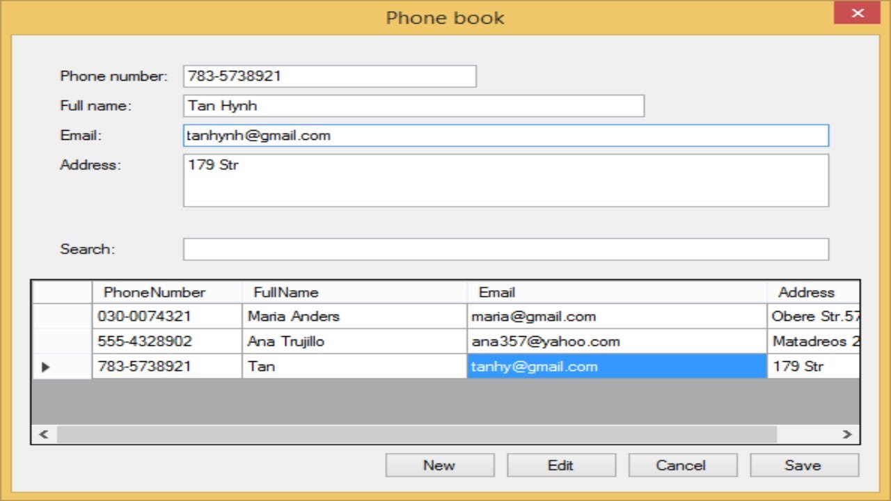 C# Application - How to create a Phone Book | FoxLearn