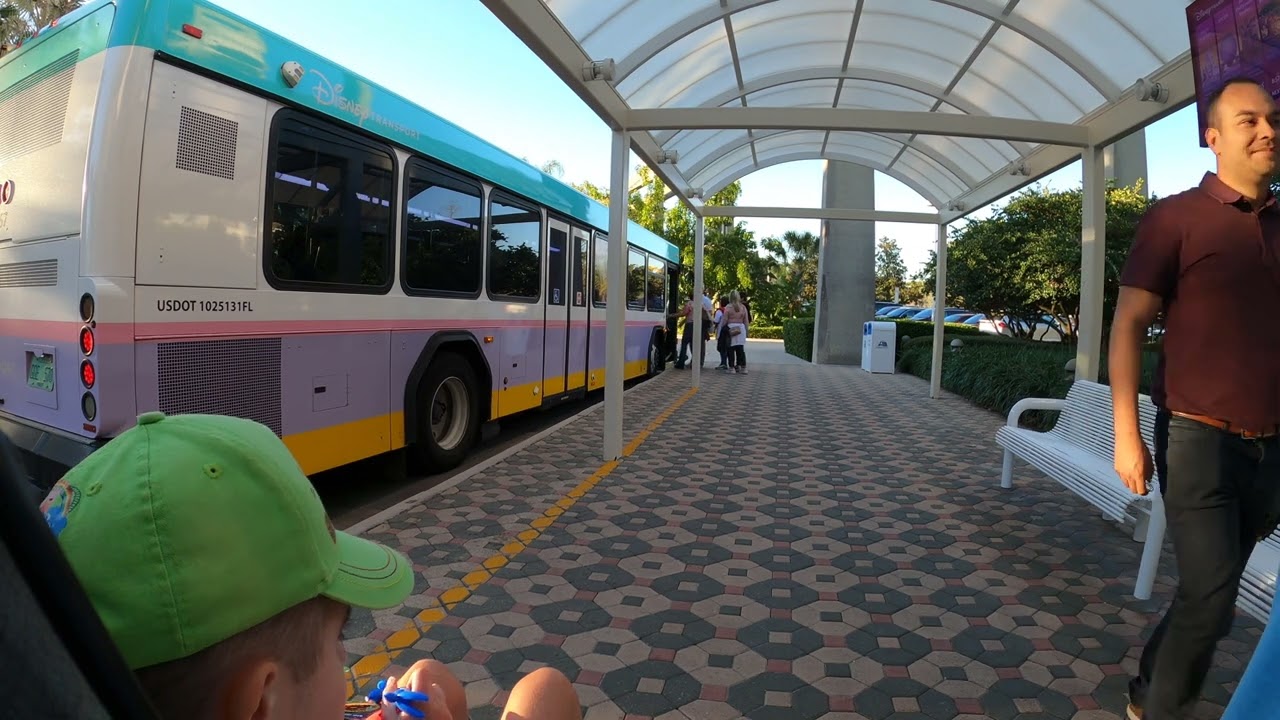 Kayden getting off Daisy Bus Wheelchair Ramp at Contemporary Resort 2/2 #disneybus #bus #busboyk
