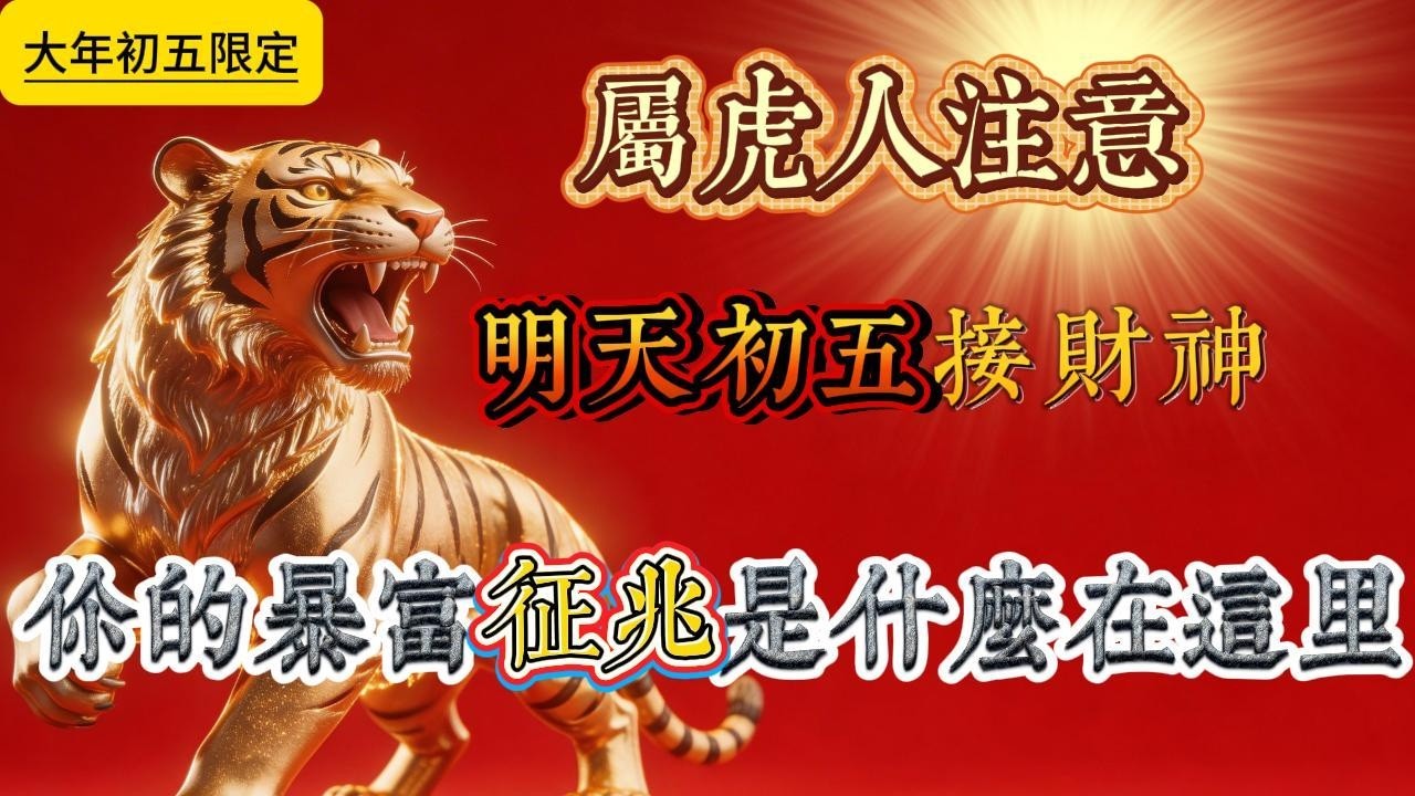 屬虎人看這裏，明天初五接財神，見到這個征兆，你就會爆富一整年！#生肖運勢#chinese calligraphy #中國書法#老年人健康#養生#老人言#生肖