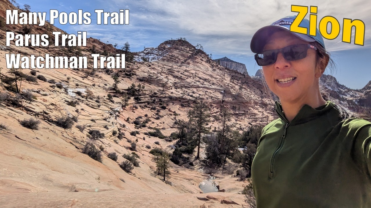 Winter in Zion Day 1❄️ | Running Many Pools, Parus & Watchman Trails on Arrival Day