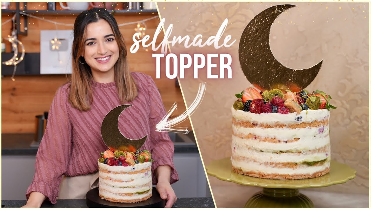 Eid- / Bayramtorte mit selbstgemachtem Cake Topper 🌙  Semi Naked Cake mit Früchten