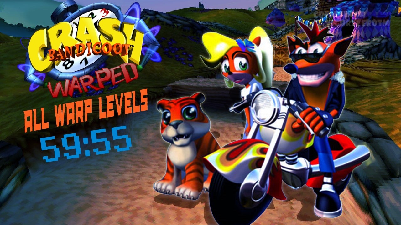 PS1 | Crash Bandicoot Warped Speedrun Edition All Warp Levels 59:55