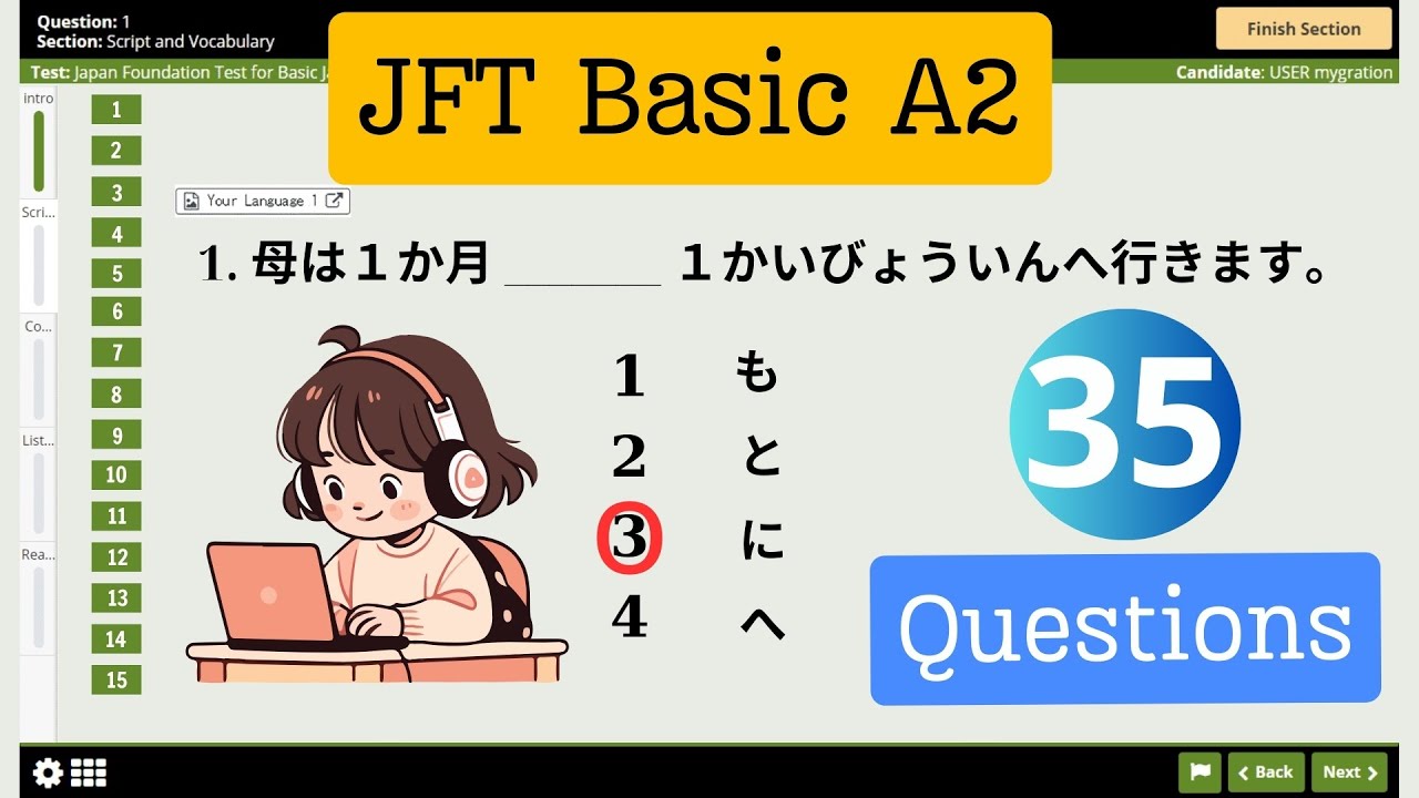 JFT Basic A2 Sample Test With Answers #33 | Listening | Kanji | Grammar | Vocabulary