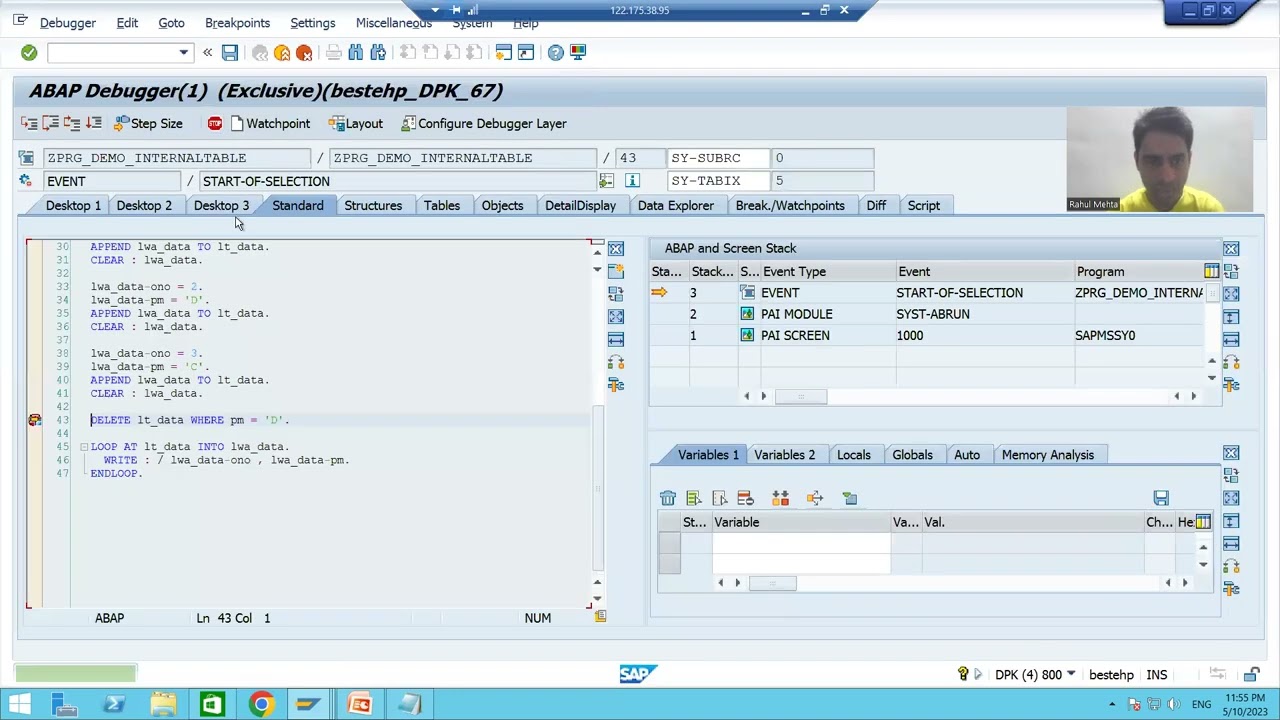 51 — Программирование на ABAP — Внутренние операции над таблицами — DELETE