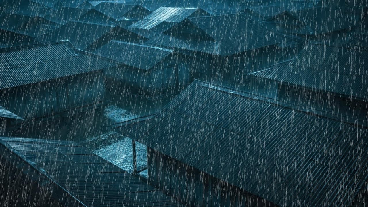 No Ads Rain Sounds for Sleeping - ASMR Violent Heavy Rain On Tin Roof to Silence Overthinking