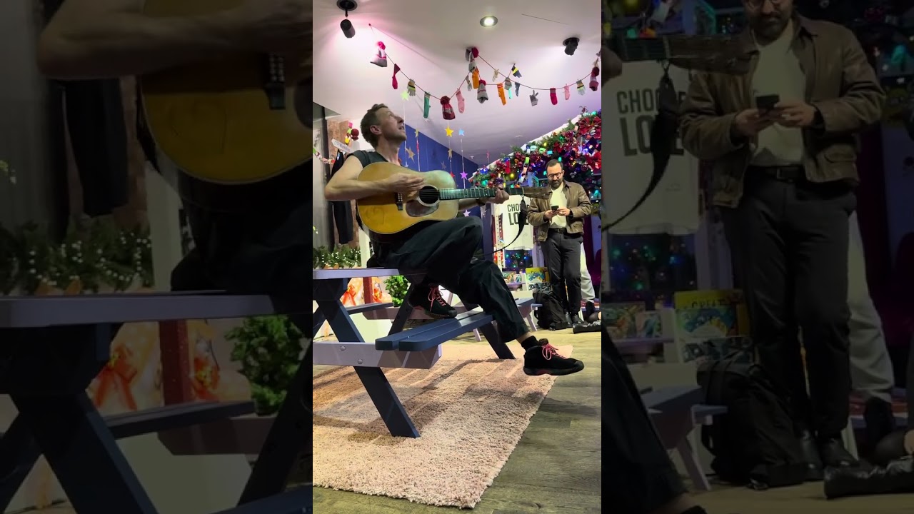 Coldplay Chris Martin performing Fix you acoustic London 2025