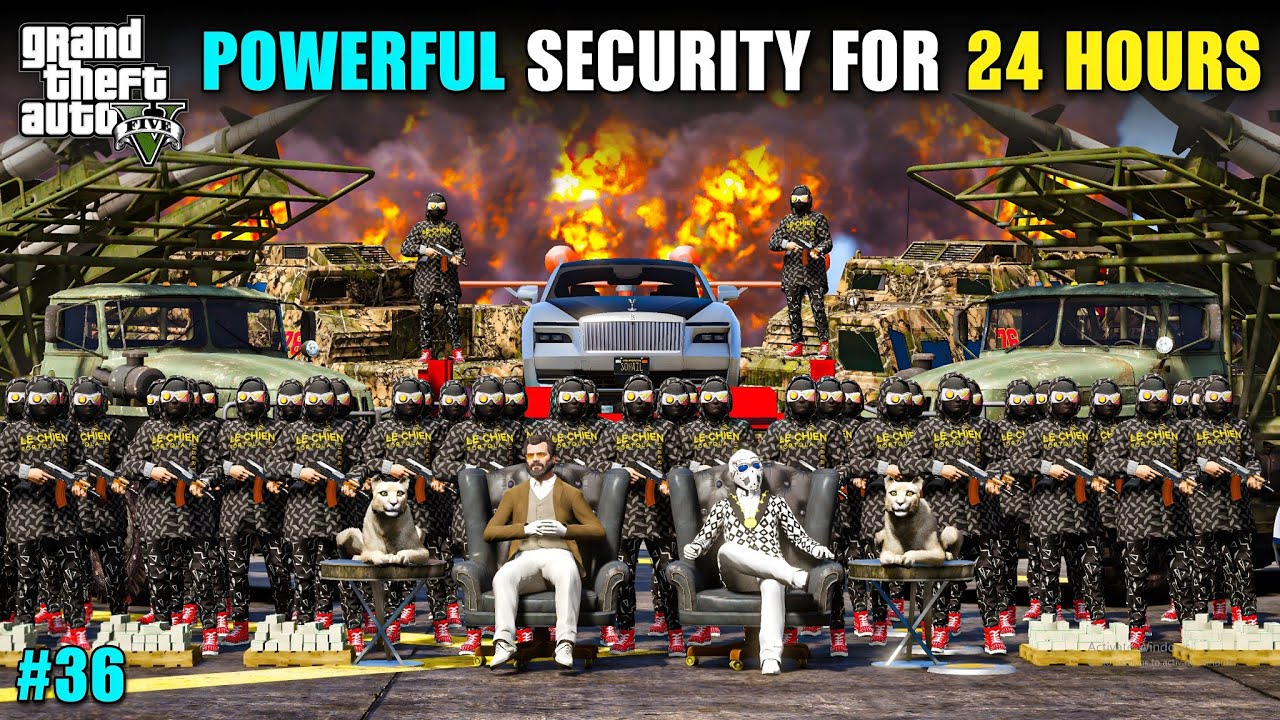 MICHAEL HIRED MOST POWERFUL ROYAL FAMILY SECURITY GUARDS FOR 24 HOURS | GTA V GAMEPLAY #36