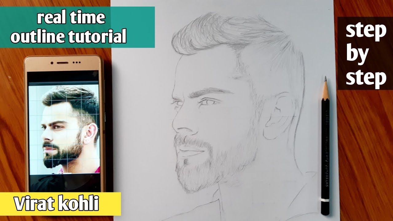 real time outline tutorial | virat kohli drawing | arjun sethi sketches