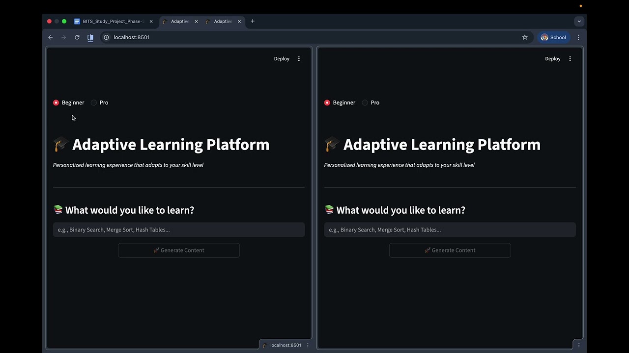 Adaptive Learning Platform PoC Demo