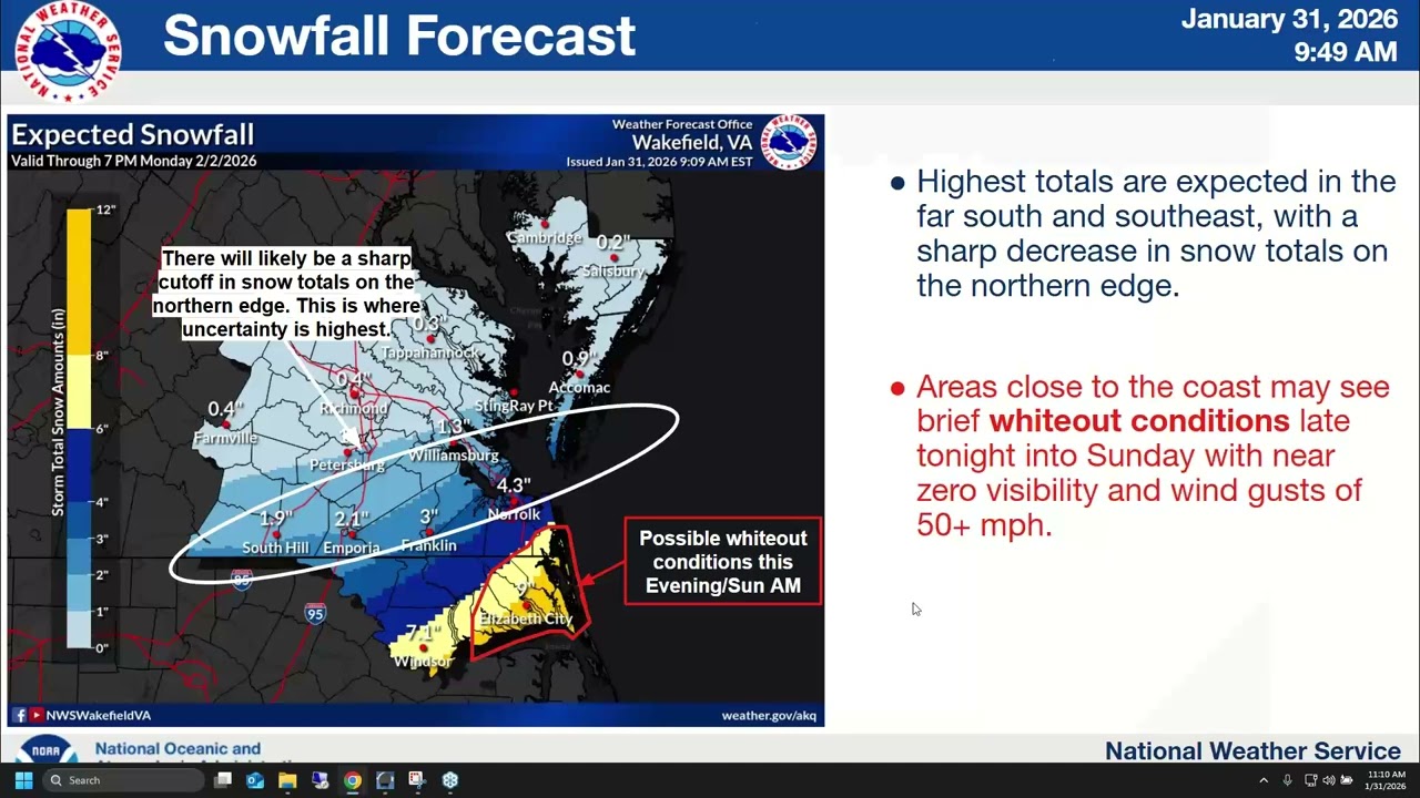 NWS Wakefield Winter Storm Briefing - January 31, 2026
