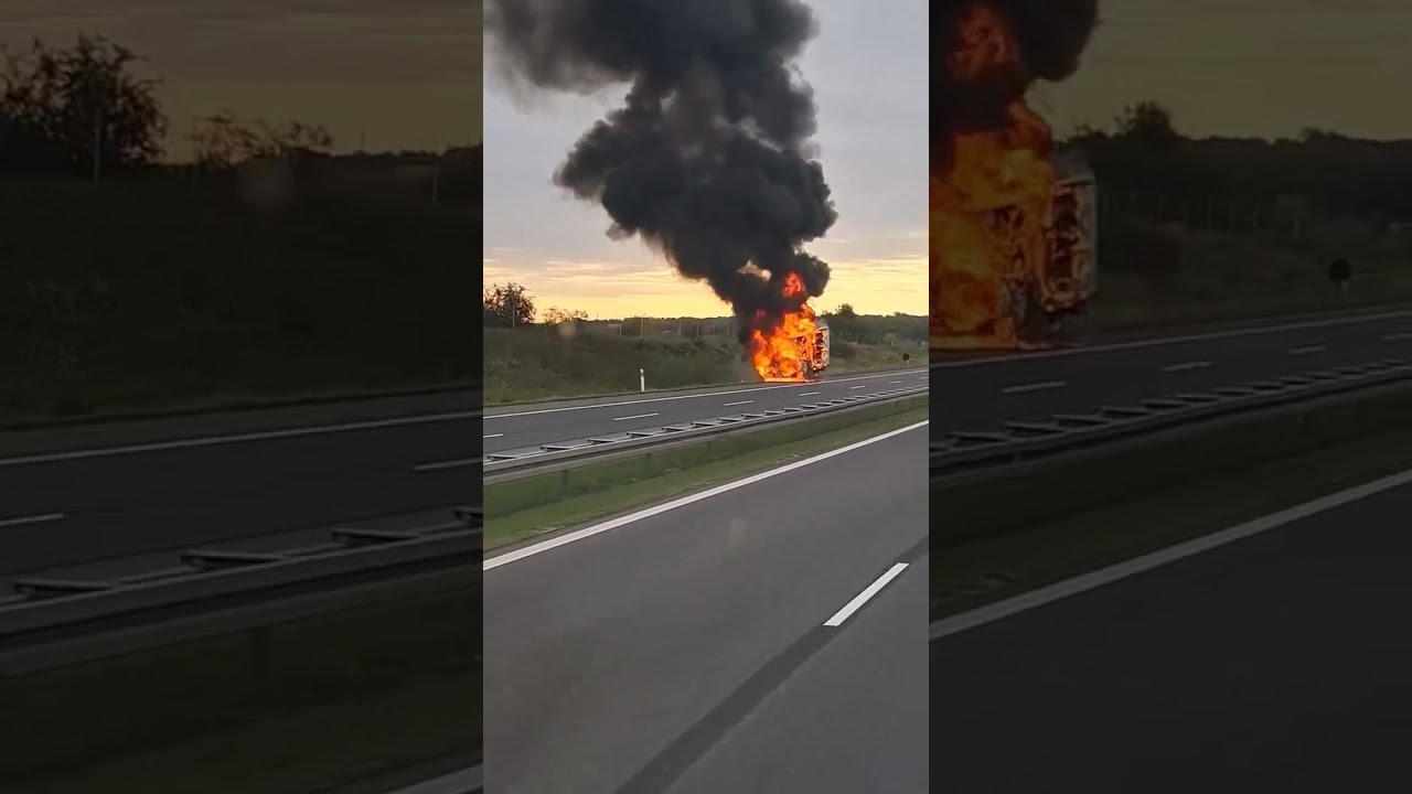 Pożar busa na A2 kierunek Poznań