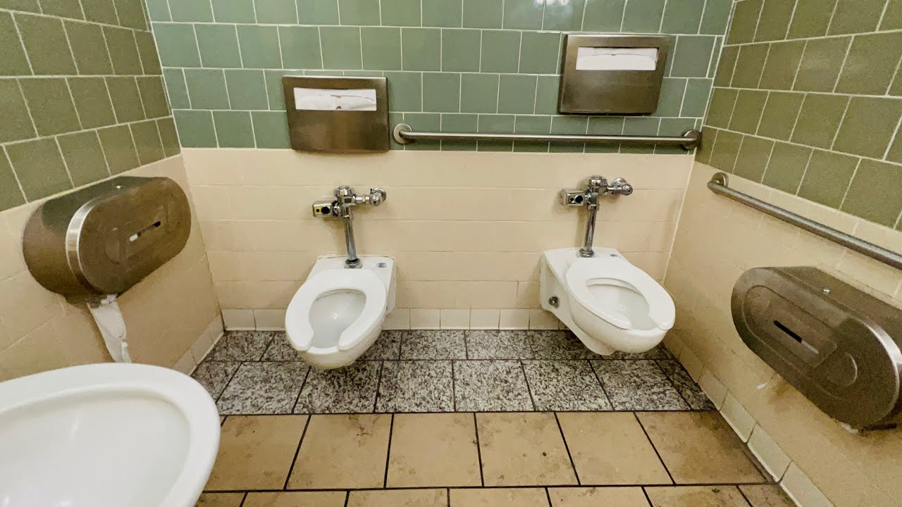 Double American Standard Toilet Flush in Family Restroom | West Covina Mall, California #toiletflush