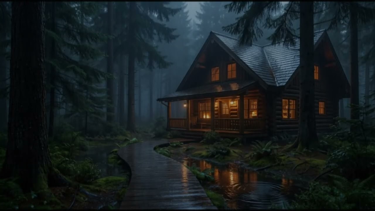 Rain on Forest Cabin Roof 🌧️ Gentle Rain Sounds for Insomnia Relief and Relaxing Sleep ASMR