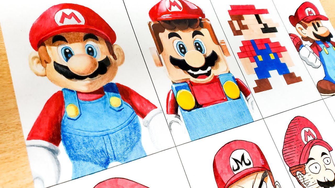 Drawing MARIO in Different Styles | SUPER MARIO BROS.