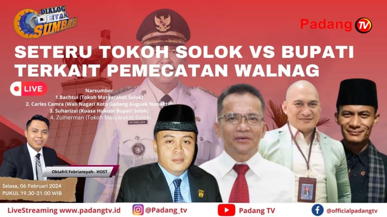 LIVE : Dialog Detak Sumbar - Seteru Tokoh Solok vs Bupati Terkait Pemecatan Walnag