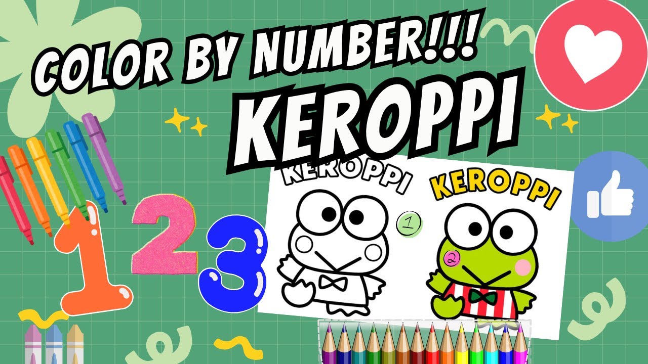 Let’s Color Keroppi the Frog! | Color by Numbers for Kids 🌈