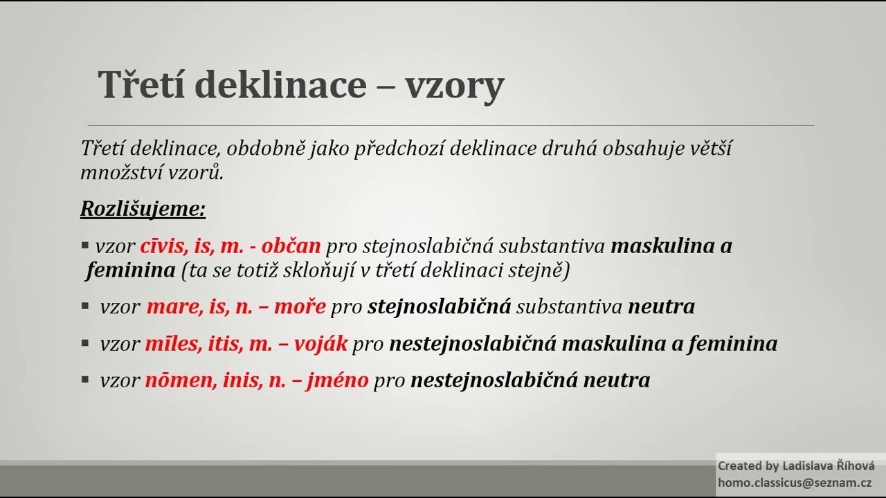 3. deklinace: Proč m&aacute; 3. latinsk&aacute; deklinace čtyři vzory? (video bez mluven&eacute;ho koment&aacute;ře)