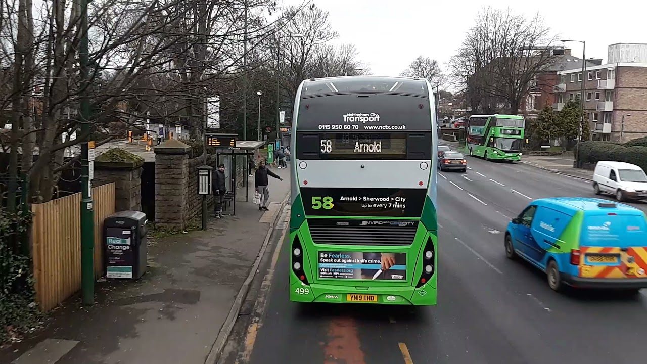 (21/02/20) Full Route of NCT Yellow Line 69 to Bulwell, Snape Wood via Hydn Rd - YN69 DBY 512.
