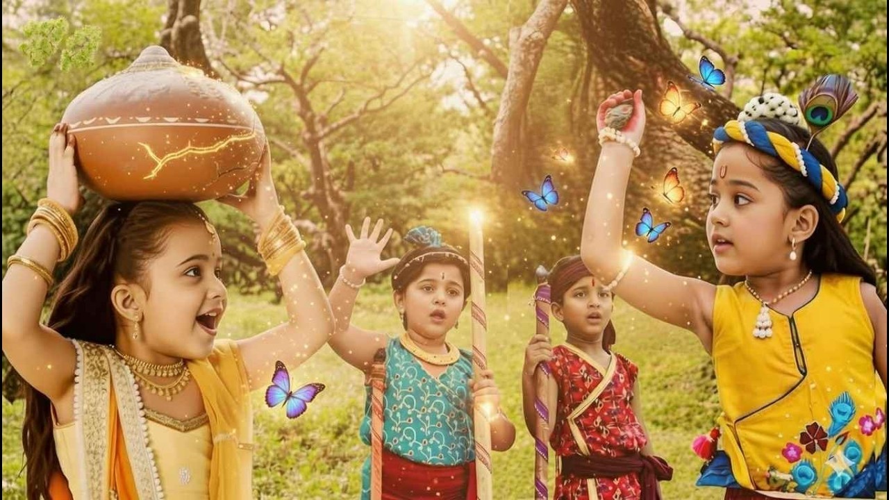 राधा के पानी की मटकी कान्हा ने तोड़ी पत्थर मार के || Yashomati Maiyaa Ke Nandlala ||