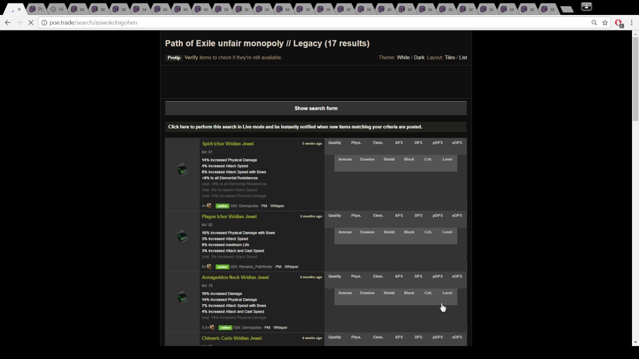 Poe.Trade Bow Jewel Flipping Filter